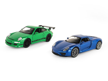 Игрушечные машинки Welly Porsche 918 Spyder и Porsche 911 (997) GT3 RS, 2 шт