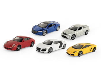 Игрушечные машинки Welly Lambo Gallardo, Porsche 911, Audi R8, Merc C63, Honda NSX, 5 шт