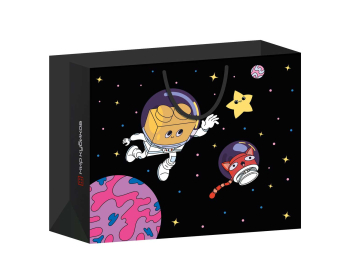 Пакет подарочный «Кубикоша в космосе», черный 50*60 (xl)