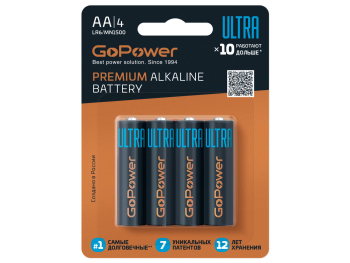 Батарейки GoPower ULTRA LR6 AA, 4 шт. Батарейки GoPower ULTRA LR6 AA, 4 шт.