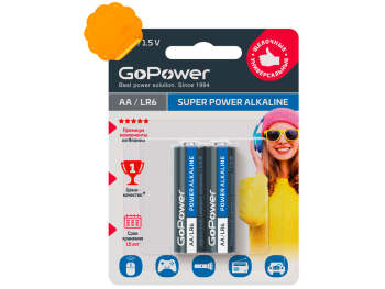 Батарейки GoPower LR6 AA, 2 шт. Батарейки GoPower LR6 AA, 2 шт.
