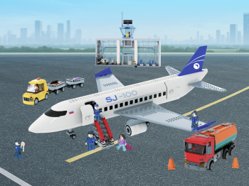 Конструктор SJ-100 в аэропорту