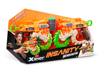 Игровой набор ZURU X-Shot INSANITY: Хоррорфайр Рипер Х ДУО (2 бластера, 16 снарядов)